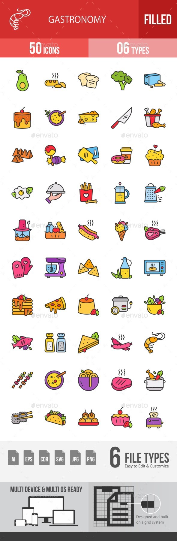 Gastronomy Stuffed Line Icons