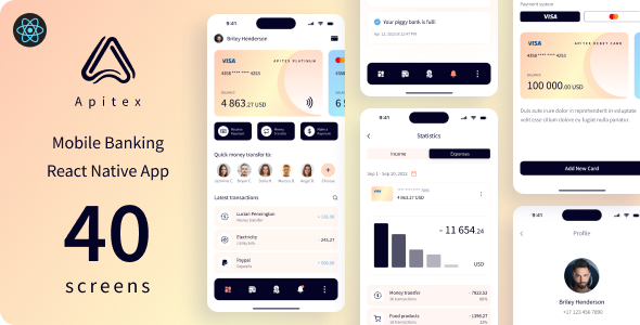 Apitex – React Native Mobile Banking App | Expo SDK Forty eight.0.15
