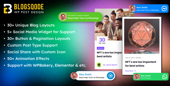 Blog Layouts & Social Media Chat Widget for Elementor WordPress Plugin – Blogsqode Addon