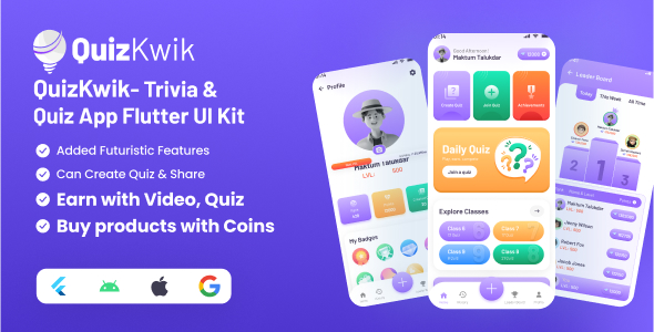 QuizKwik – Final Quiz App UI Template