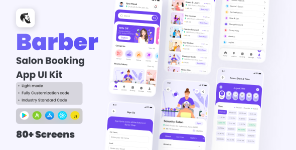 Barber – Salon Booking React Native CLI Ui Kit