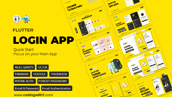 Pro Flutter Login App – UI, Firebase – Widespread Minimal Flutter App for any Application