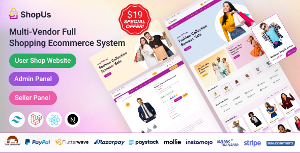 ShopUs – Laravel Multivendor Model eCommerce Web space