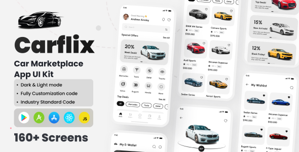 Carflix- Automobile Marketplace React Native CLI Ui Equipment