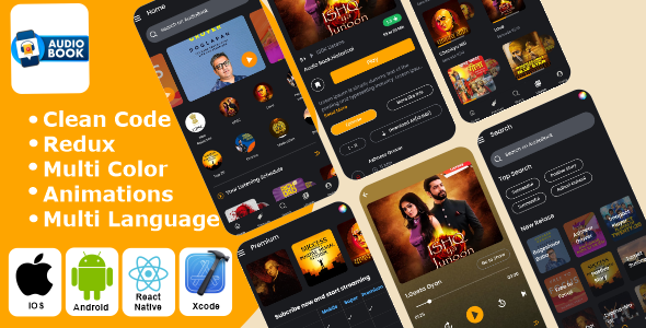 Audiobook – Audiobook App | Podcast | E-Book | Online Book App Native iOS/Android App Template