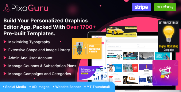 PixaGuru – SAAS Platform to Invent Graphics, Images, Social Media Posts, Ads, Banners, & Reports