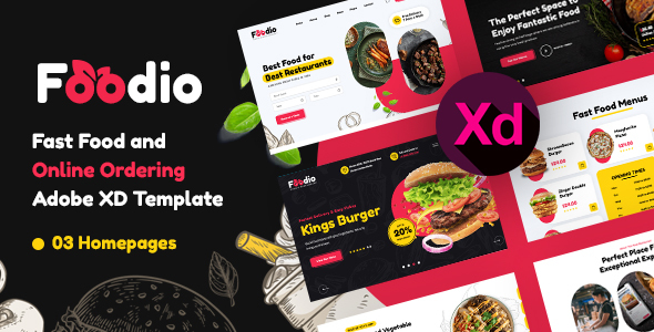 Foodio – Fast Meals Adobe XD Template