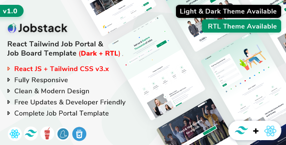 Jobstack – React Tailwind Job Portal & Job Board Template