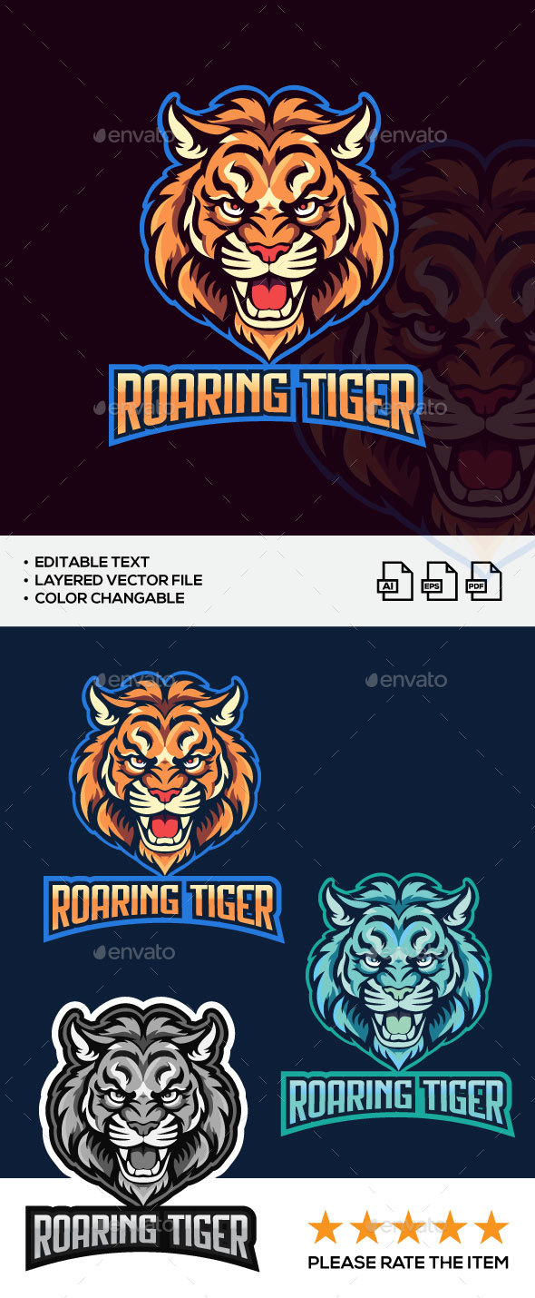 Roaring Tiger Mascot Logo