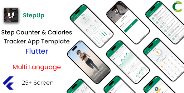Step Counter and Energy Tracker App template in Flutter | StepUp | Multi Language