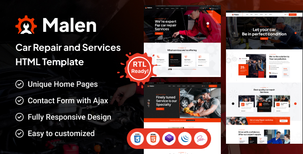 Malen – Automobile Repair And Services and products HTML Template