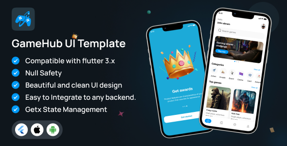 GameHub UI Template:  Mobile Sport Store App in Flutter 3.x (Android, iOS) UI app template