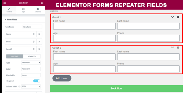 Elementor Varieties Repeater Fields