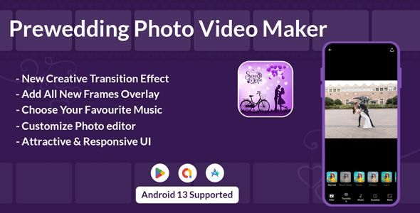 Pre-Wedding Tune Video Editor | Pre-Wedding Slideshow Video Maker | Android | Admob Adverts