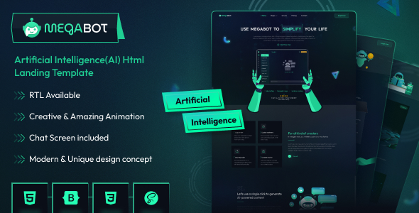 Megabot – AI Creator & Copywriting Touchdown Internet page HTML Template