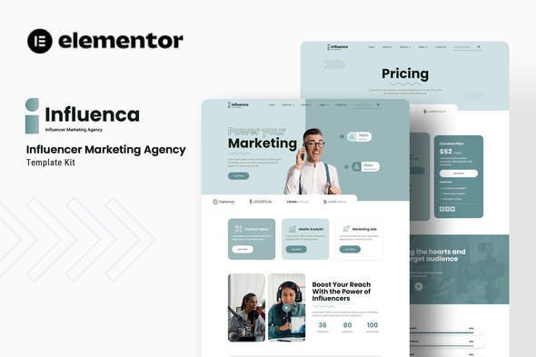 Influenca – Influencer Advertising and marketing Company Elementor Template Kit