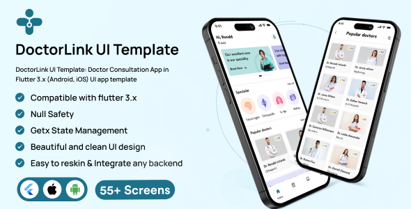 DoctorLink UI Template: Doctor Session App in Flutter 3.x (Android, iOS) UI app template