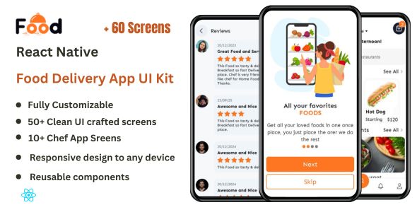 Fooda – Cell React Native Meals Provide Template UI KIT