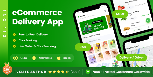 6 App Template| eCommerce Meals Grocery Transport App| Cab Booking| Be aware to Be aware Transport App| Delivoo