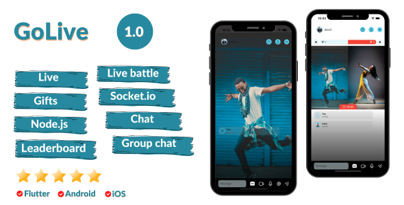 GoLive – Are living streaming and reside war app – iOS, Android, Flutter, PHP (Tango clone)