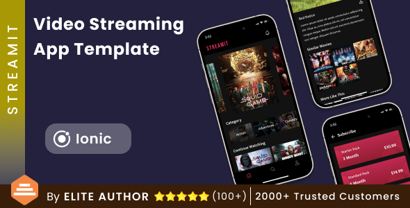 Film Sequence Video Streaming Android App Template + Video Streaming iOS App Template in Ionic