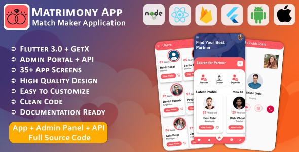 Matrimony | Match Maker | Existence Accomplice | Beefy Challenge | Mobile App | Admin Panel | API + Database