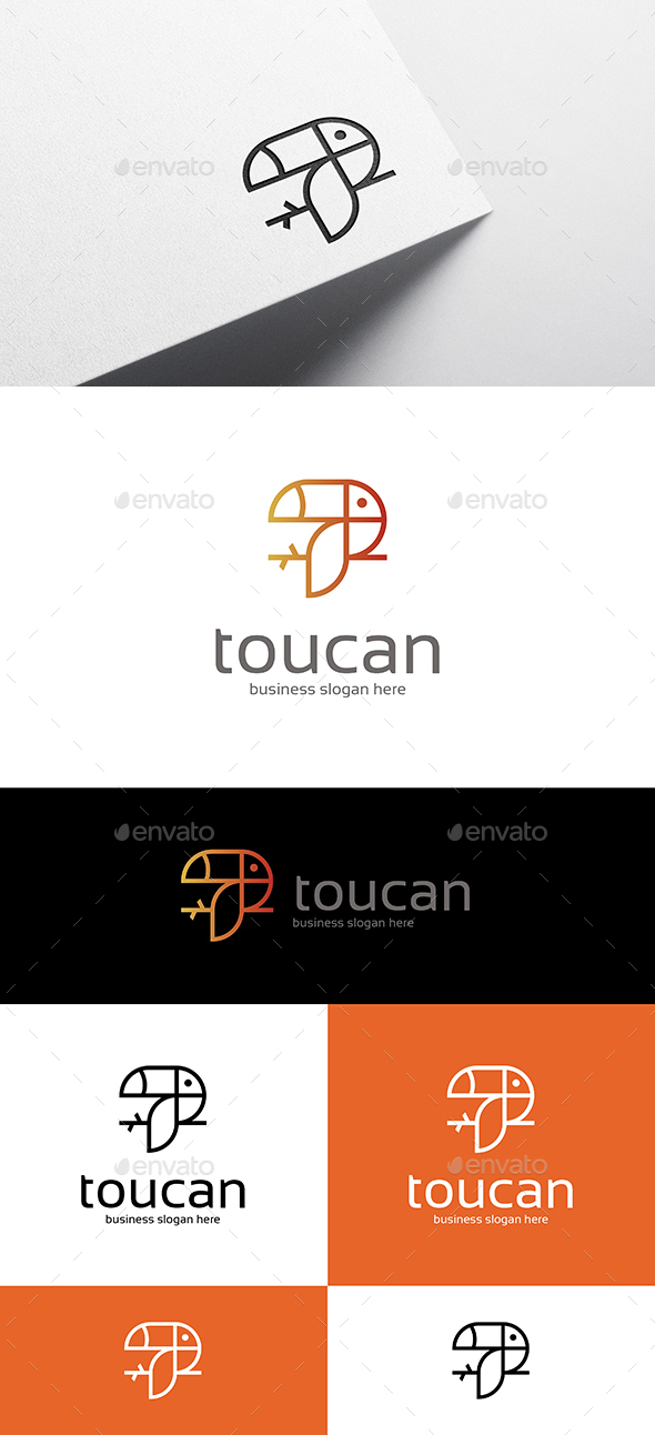 Toucan Bird Linear Logo