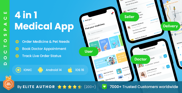 8 App Template| Doctor Appointment Booking App| Nearby Doctor App| Medication Transport App| DoctoSpace