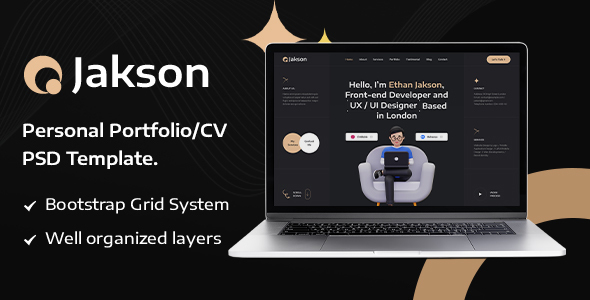 Jakson – Interior most Portfolio/CV PSD Template.