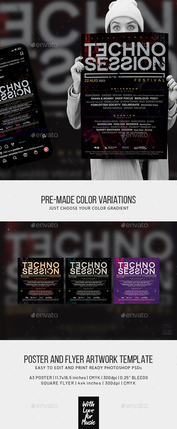 Techno Session – Competition Poster, Occasion Flyer Template