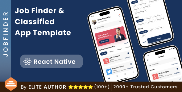 Job Classifieds App in React Native | Job Discovering App| Recruitment Portal Job App | JobFinder