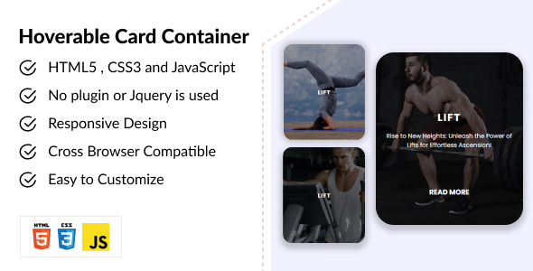 Hoverable Card Container – HTML CSS JAVASCRIPT