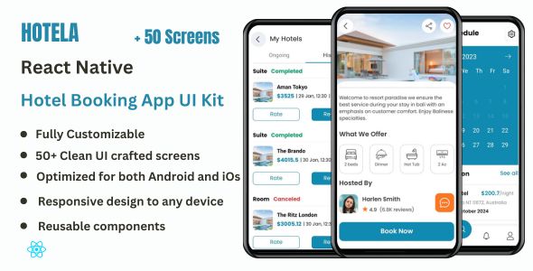 Hotela – React Native Hotel Reserving App Template UI KIT