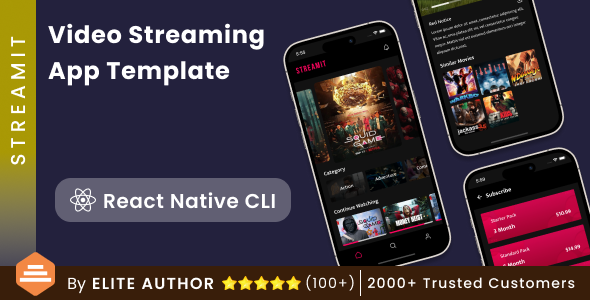 Movie Sequence Video Streaming App Template in React Native CLI | NetFlix Clone Template