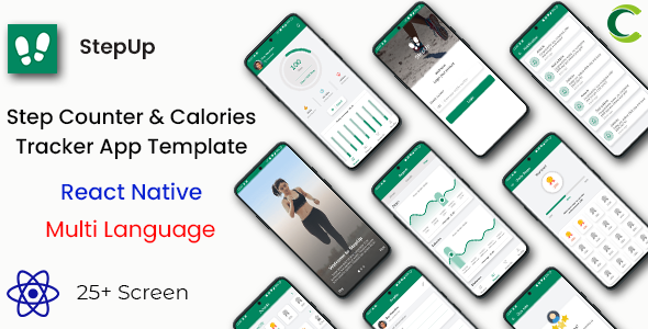 Step Counter and Calories Tracker App template in React Native | StepUp | Multi Language