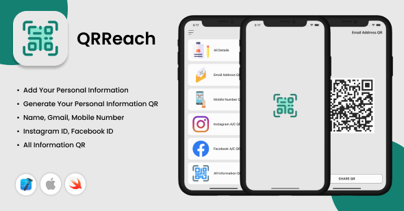 QRReach – Internal most QR Generator – QR Codes – iOS App