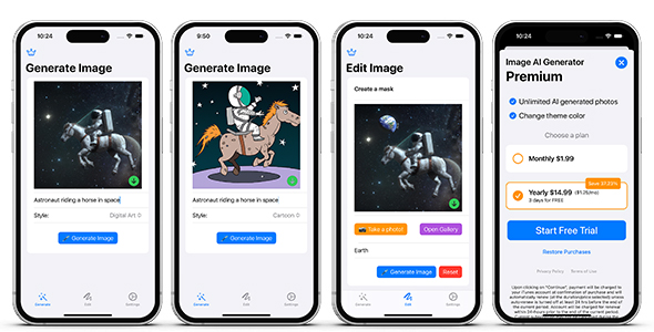 AI Picture Generator OpenAI Dall-E – SwiftUI iOS Rotund Utility