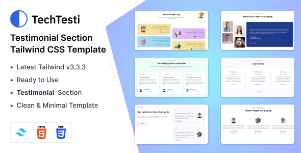 TechTesti – Testimonial Share Tailwind CSS 3 HTML Template