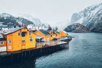 Nusfjord fishing village in Norway on Lofoten islands