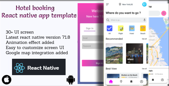 Lodge reserving React native app template