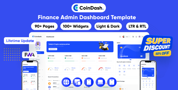 Coindash – Crypto Procuring and selling Admin Dashboard | Flutter Admin | Financial institution | FinPay | Finance | Digital Wallet