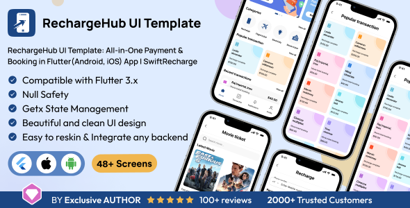 RechargeHub UI Template: All-in-One Payment & Reserving in Flutter(Android, iOS) App | SwiftRecharge