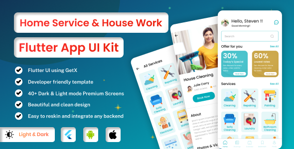 Home Service & Condominium Work | Service Provider | Flutter iOS/Android App Template