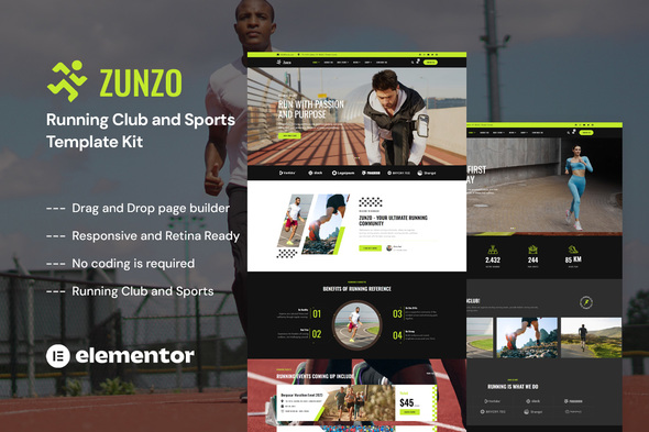 Zunzo – Running Membership & Sports Elementor Pro Template Kit