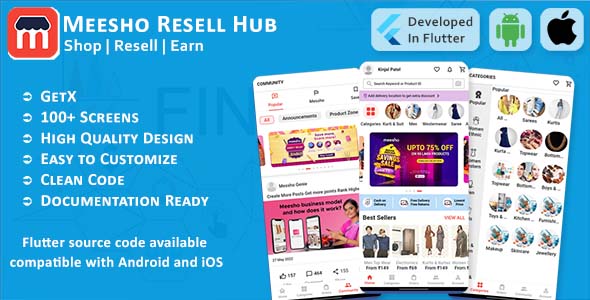 Mixo Multistore (Meesho Resell Hub) – Flutter Cell UI Template/Equipment (Android, iOS)