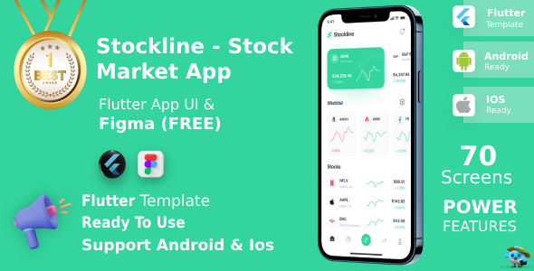 Stock Market App | Flutter Template | Figma FREE | Life Time Change | Stockline