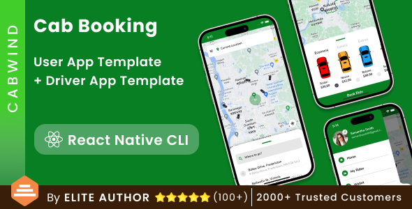 Taxi App | Cab Booking App | Rider App + Driver App | React Native CLI | CabWind
