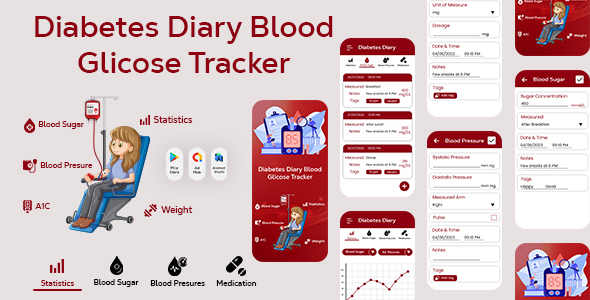 Diabetes Diary – Blood Glucose – Blood Sugar Diary Tracker – Blood Glucose Tracker – Diabetes Observe