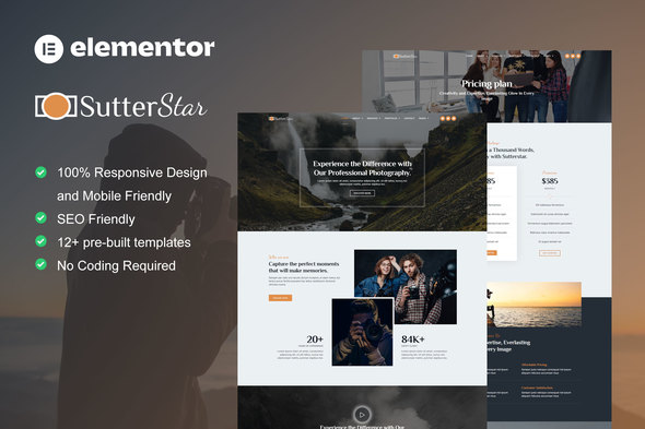 SutterStar – Pictures Providers & Portfolio Elementor Template Equipment