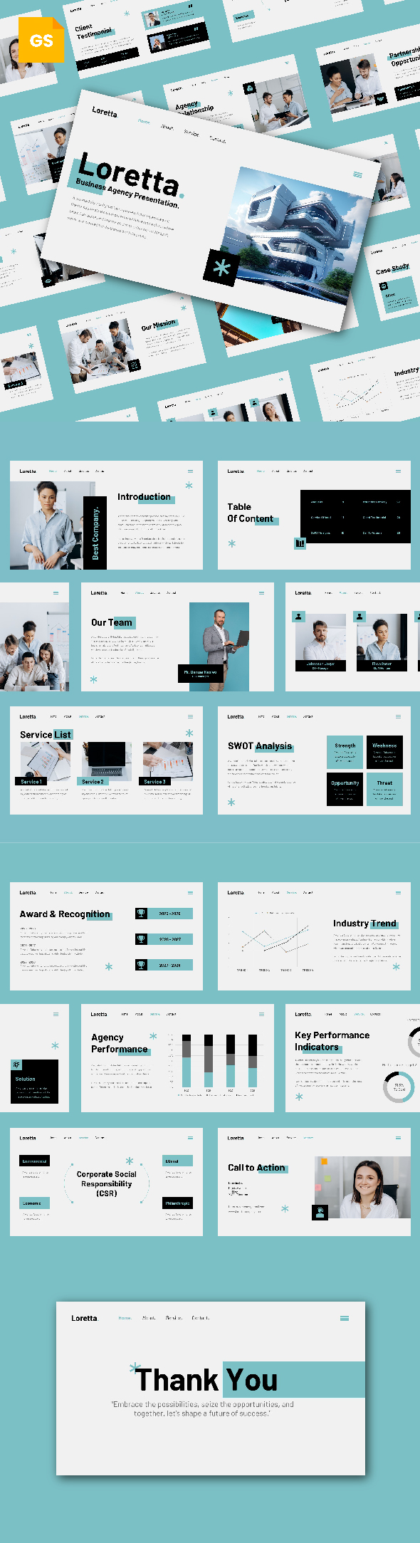 Lorreta | Enterprise Agency Google Slip Presentation Template